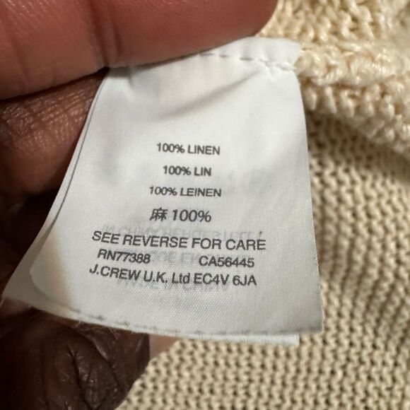 J. Crew Women Cream Lace-Up Open Knit Linen Sweater size XL Fisherman Coastal - Picture 5 of 8